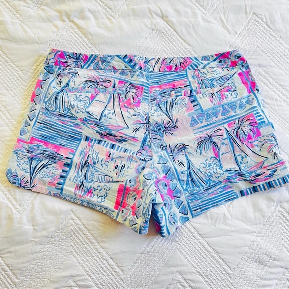 Lilly Pulitzer Adie Ruffle Shorts Whisper Blue Yeah Buoy 4 - Picture 3 of 8